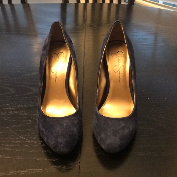 Jessica Simpson Navy Suede Pumps Size 7 - Picture 3 of 4